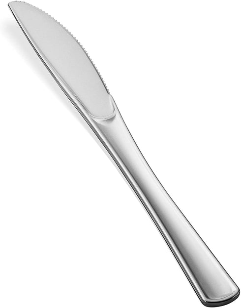 Plastic Silverware Set- Silver Flatware Set- Heavy Duty Cutlery Set - Bulk Combo Value Pack 160 count 40 Knives 80 Forks 40 Spoons Party Supplies - Tepco Settings