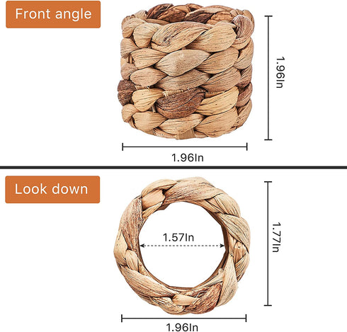 BeiBang Napkin Rings Set of 12, Handmade Woven Napkin Rings, Farmhouse Napkins Rings for Holiday, Wedding, Dining Room, Party, and Table Decoration