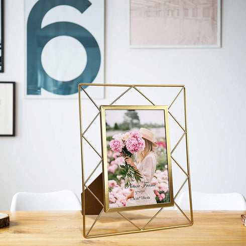 5x7 Metal Picture Frames for Tabletop or Wall Mounting Display, 2 Pack 7 x 5 Photo Frame
