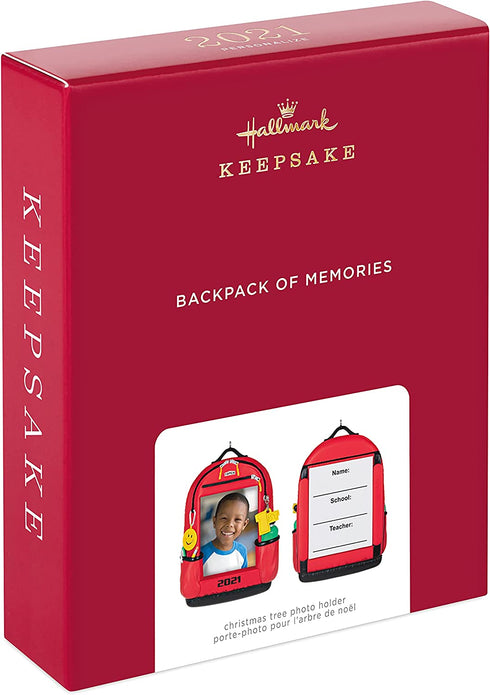 Hallmark Keepsake Christmas Ornament, Year Dated 2021, Backpack of Memories School Picture Frame