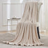 BEAUTEX Fleece Throw Blanket with Pompom Fringe, Beige Flannel Blankets and Throws for Couch, Super Soft Cozy Lightweight Plush Throw Blanket (50" x 60")