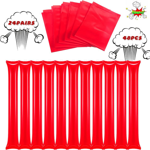48 Pieces Thunder Sticks Team Spirit Boom Sticks Cheering Sticks Plastic Cheerleading Spirit Stick Clapper Inflatable Noise Makers for Sporting Events Dance