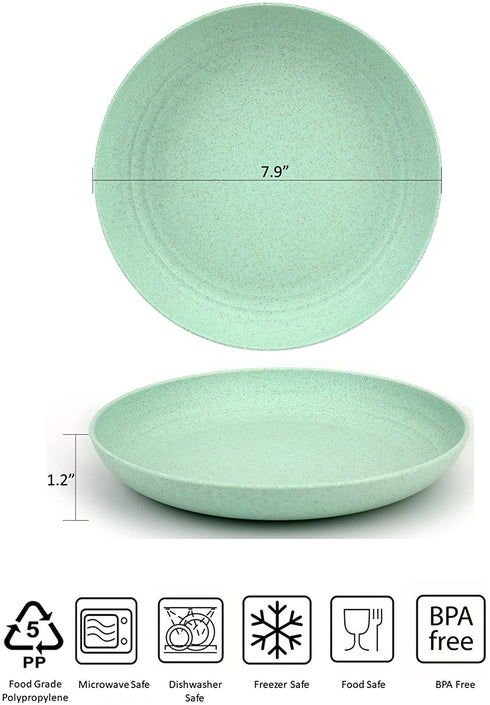 Nicunom 8 Pack Lightweight Wheat Straw Plates, 8" Unbreakable Dinner Plates, Dishwasher Microwave Safe Plates Dishes, Reusable Plate for Fruit Snack Container