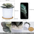Hopewood Artificial Succulents in Pots,Large Succulents Plants Artificial with Bamboo Trays, 5.5" X 6" Fake Plants for Bedroom Decor, Set of 2