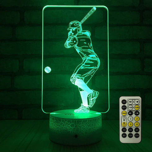 FlyonSea Baseball Light,Baseball Gifts Bedside Lamp 7 Colors Change + Remote Control with Timer Kids Night Light Optical Illusion Lamps for Boys Gift Ideas for Boys or Kids