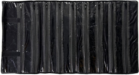 UnionPlus Velvet Travel Jewelry Case Roll Bag Organizer for Necklace, 9 Zipped Grids, Black