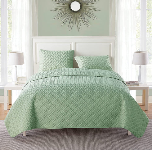 VCNY Home Nina Collection Quilt Set-Ultra-Soft Reversible Coverlet Bedding-Lightweight, Cool, and Breathable Bedspread, Machine Washable, King, Green