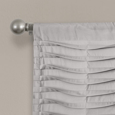 Lush Decor, Light Gray Wave Texture Valance | Pleated Ruffle Fold Window Kitchen Curtain (Single), 18? x 52