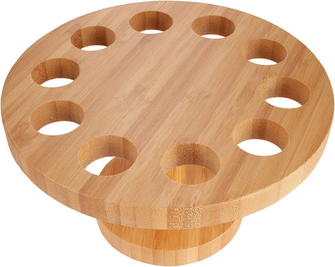 BambooMN 7.25 Inch Natural Bamboo Circle Food Cone Display Tamaki Stand for Restaurants, Catered Events, Party or Buffets, Holds up to 10 Cones