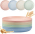 8 Pack Plastic Plates Reusable, OAMCEG 10 Inches Unbreakable Eco-Friendly Lightweight Wheat Straw Plates, Salad Plates, Camping Plates, Dinner Plates, Dishwasher & Microwave Safe, BPA FREE