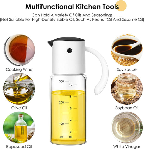 YBDEnevy Olive Oil Dispenser Bottle for Kitchen Cooking Oil Container with Automatic Cap Oil Vinegar Dispenser Set 300ml Olive Oil Bottle with Automatic Cap 2 Packs (yellow&white)