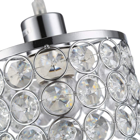 Cuaulans 1 Pack Modern Chrome Crystal Ceiling Pendant Light Fixture, Adjustable Pendant Lighting for Kitchen Island Window Dining Room Bedroom