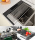 20.5" x 11.8" Large Roll Up Dish Drying Rack for Kitchen, 2 in 1 Design Over The Sink Multi-Function Roll-up Dish Rack and Utensil Plates Holders for Dishes, Vegetable and Fruit-Dark Gray