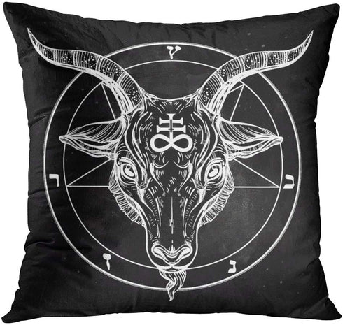 Britimes Throw Pillow Covers 18x18 Inches Home Decor Set of 4 Pillow Cases Decorative for Bed Sofa Cushion Couch Outdoor Capricorn Cat Feather Moth Gothic Pillowcases (Black and White) ¢‚¬¦
