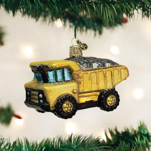 Old World Christmas Glass Blown Ornament Toy Dump Truck (44085)