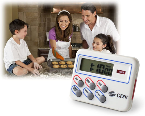 CDN Digital Timer and Clock Memory Feature, 6.8 x 4.5 x 0.9 inches, Cream