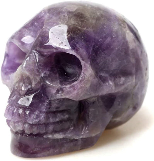 Natural Amethyst Carved Realistic Crystal Skull Sculpture Healing Energy Reiki Gemstone Collectible Figurine Crystal Healing Skull for Home Decoration 2"