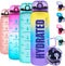 Elvira 32oz Motivational Water Bottle with Time Marker & Removable Fruit Infuser, Leakproof BPA Free Wide Mouth, Ensure You Drink Enough Water Daily for Fitness and Outdoor Activity