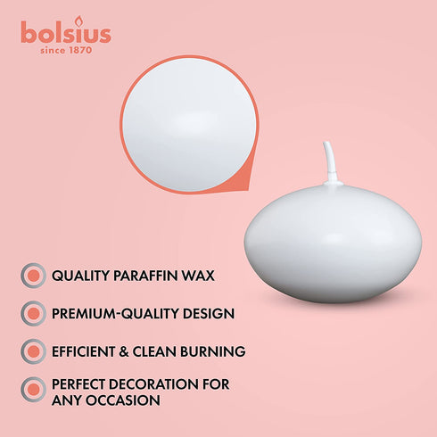 Bolsius Floating Candle-White, Wax, 4.5cm w X 3cm h