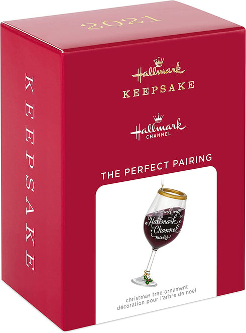 Hallmark Keepsake Christmas Ornament 2021, Hallmark Channel The Perfect Pairing Wine Glass