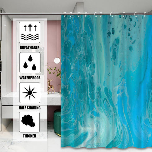 Blue Green Abstract Marble Shower Curtain Light-Color Modern Luxury Art Bath Curtain Waterproof Polyester Fabric Bathroom Decor Shower Curtains 72x72 Inches