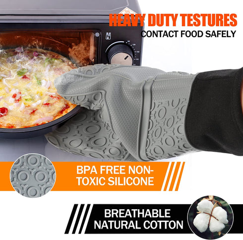13 Pcs Set Oven Mitts and Pot Holders, Silicone Oven Mitts and Pot Holders 500F Heat Resistant, Includes Mini Oven Mitts, Hot Pads, Wall Hooks, Food Tongs- Perfect for Kitchen,Cooking,Protecting Hands
