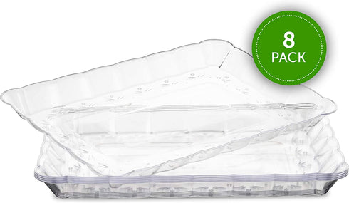 Plasticpro Plastic Serving Trays - Serving Platters Rectangle 9X13 Disposable Party Dish Crystal Clear Pack of 8
