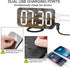 EVILTO Modern Alarm Clock with USB Charger Ports Digital Mirror Alarm Clock Best Decorative for Table Bedroom Wall LED Time Clock Unique Square Alarm Clocks Plug in Clock with Charging Plug