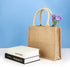 Segarty Tote Bags, 3 Pack Medium Burlap Jute Reusable Canvas Gift Favors Bag with Handles Blank Totes Bulk for Bridesmaid Wedding, Women Market Grocery Shopping, Bachelorette Party, Beach Trip, DIY