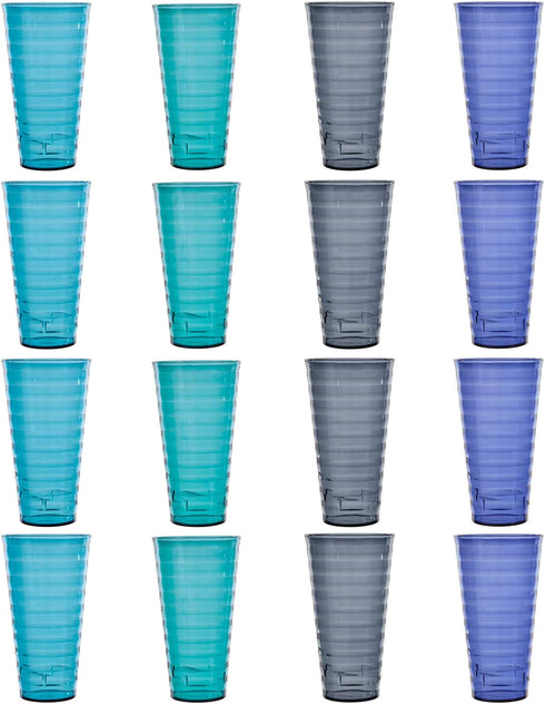 Splash 18-ounce Plastic Tumblers | Value set of 16 in 4 Coastal Colors