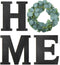 Wooden Home Sign Decorative Wooden Letters with Wreath Rustic Wall Hanging Wooden Home Sign Wall Decor Signs with Artificial Eucalyptus for Home Decor Living Room House, 9.8 x 8.5 Inch (Black)