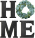 Wooden Home Sign Decorative Wooden Letters with Wreath Rustic Wall Hanging Wooden Home Sign Wall Decor Signs with Artificial Eucalyptus for Home Decor Living Room House, 9.8 x 8.5 Inch (Black)