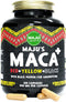 Strong Organic Maca Capsules 60,000 MG Bottle + Black, Yellow, Red Root, w/ Black Pepper Extract for Absorption, Roots Grown in Peru, Peruvian Powder, Men & Women Supplement