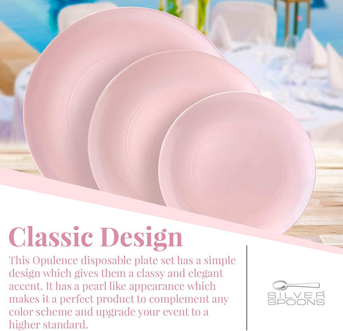 DISPOSABLE PLASTIC DESSERT PLATES | Opulence Blush | 20 pc - 7.5?