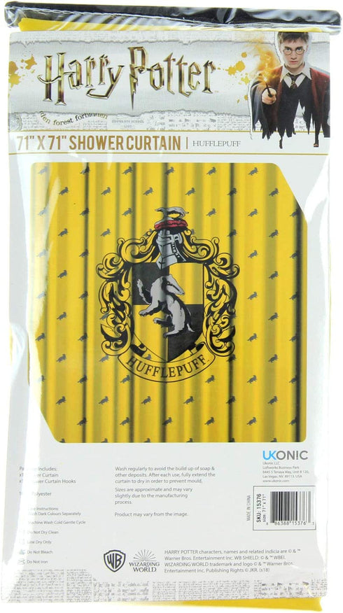 Robe Factory Harry Potter Hufflepuff Shower Curtain House Bathroom Decor with Hook Rings