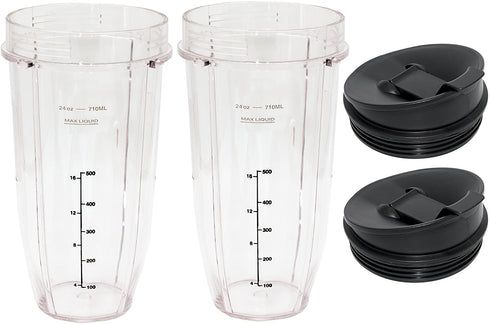 Blendin Replacement Jar with Sip N Seal Lid, Compatible with Nutri Ninja Auto IQ and Duo Blenders (2, 24 Ounce)