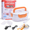 Electric Lunch Box Food Heater Warmer 2 in 1 for Home Office 110V and Car 12V 40W Use Include 1.5L Removable Stainless Steel Container Spoon and 2 Compartments(Orange)