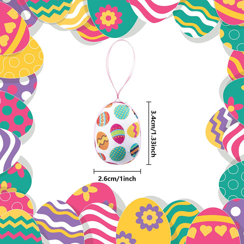 30PCS Easter Hanging Eggs with Dots-Fabric Wrapped Easter Egg-Easter Tree Hanging Ornaments for Party Spring Home Garden Decoration (Dot-Small)
