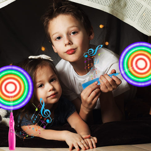 HFXXAD Flashing Light Up Windmill for Kids, 3 Pcs Spinning LED Music Colorful Windmill, Glow in The Dark Party Supplies, Kids Birthday Party Favors for Teens (Without Dry Battery)