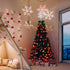 Afirst Christmas Tree Topper Lighted Snowflake with LED Rotating Snowflake Projector Lights 11.4 inches 2-in-1 Silver Glittered Xmas Tree Decoration