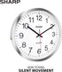 SHARP Wall Clock Silver/Chrome, Silent Non Ticking 12 Inch Quality Quartz Battery Operated Round Easy to Read Home/Kitchen/Office/Classroom/School Clocks, Sweep Movement