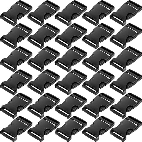 1 Inch Buckles, YGDZ 30 Pack Plastic Buckles Quick Release Parachute Buckles for Backpack Strap Webbing Belt, Black