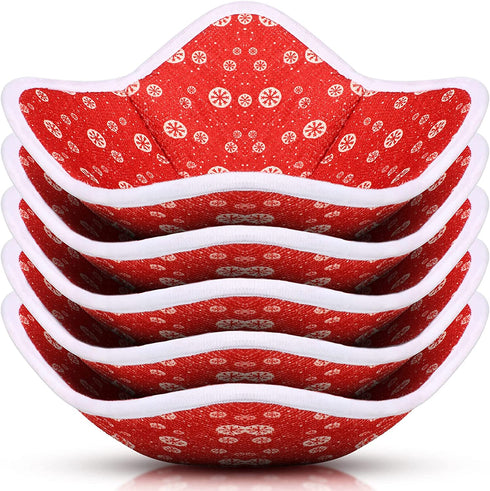5 Pieces Bowl Huggers Microwave Bowl Huggers Bowl Holders for Hot Food Bowl Holder Soup Bowl Holder Christmas Themed Microwave Bowl Holders for Hot Food Microwave Safe Holder (Classic Style)