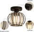 MHUYEIN Semi Flush Mount Ceiling Light Fixture, Crystal Chandelier, Retro Industrial Light for Kitchen Cafe Bar Bedroom Living Room Passway Hallway (Black)