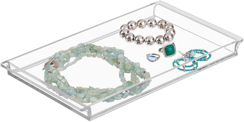 iDesign - 38480 Clarity Plastic Vanity Tray, Non-Slip Guest Towel Board for Bathroom, Kitchen, Office, Craft Room, Countertops, 12" x 7" x 1", Clear