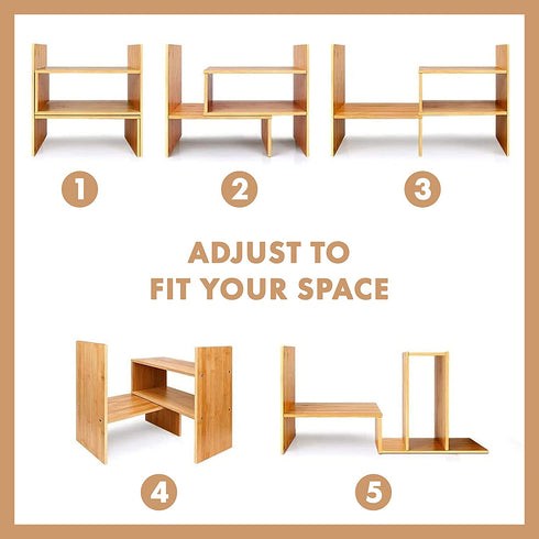 ROYALHOUSE Bamboo Desktop Organizer, Attractive Design, Stand Shelf For Books, Accessories And More, Home D©cor, Ideal Gift For Family & Friends