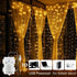 Curtain String Lights, Battery Operated & USB Powered 9.8x6.6Ft 200LED Hanging Christmas Fairy Lights with Timer & Waterproof Function for Outdoor Indoor Bedroom Wall Decor, Warm White