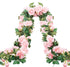 Meiliy 4 Pack 6.6 FT Fake Rose Vine Flowers Plants Artificial Flower Home Hotel Office Wedding Party Garden Craft Art Decor (Blush Pink Rose Garland 4 PCS)
