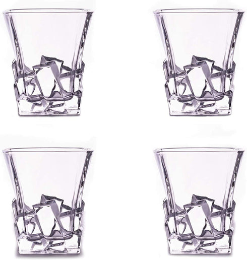 Premium Bourbon Glasses Set of 4 - Elegant Whiskey Glasses for Scotch, Single Malt - Old Fashioned Glass Set in Gift Box - Rocks Whisky Tumblers for Cocktails - Home Bar Glassware Tumbler Set