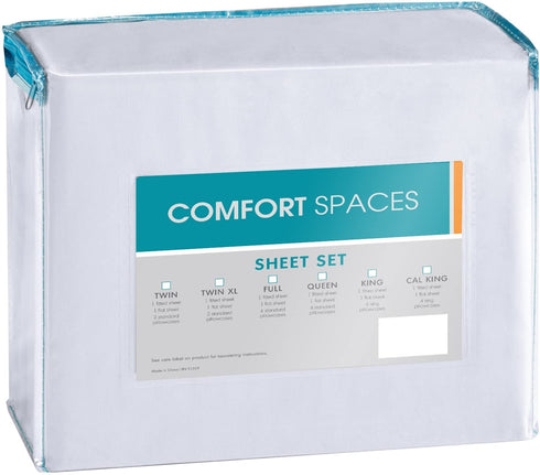 Comfort Spaces Coolmax Moisture Wicking Sheet Set Super Soft, Fade Resistant, 16" Deep Pocket, All Around Elastic - Warm Weather Cooling Sheets For Night Sweats, Twin, White 3 Piece